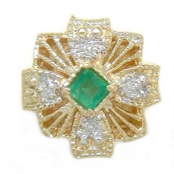B3614 14K SQUARE EMERALD & DIAMOND SLIDE 